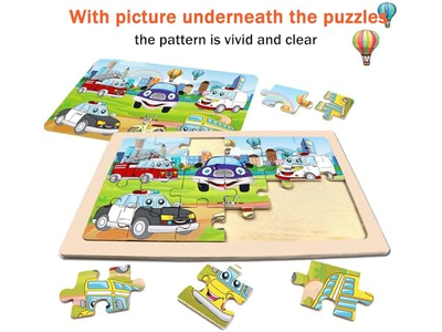24 Pieces Wooden Puzzles for Toddlers 