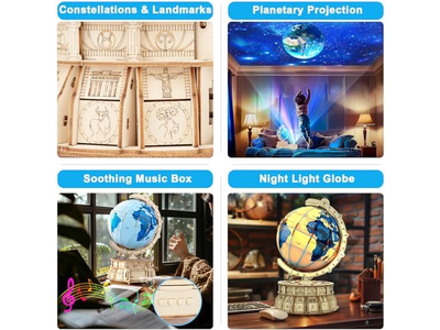 3D Puzzles Model Kit Built-in LED Music Box Stem Toys Gifts for Adults