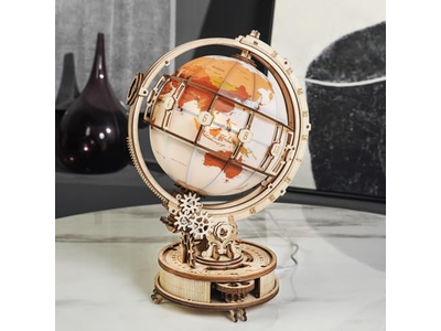 3D Wooden Puzzles for Adults Illuminated Globe with Stand 