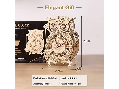 3D Wooden Puzzles for Adults Owl Clock 