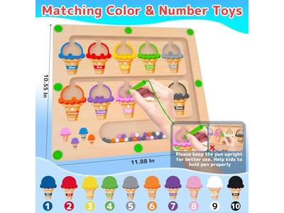 Magnetic Montessori Wooden Color Matching Learning Counting Puzzle Board 
