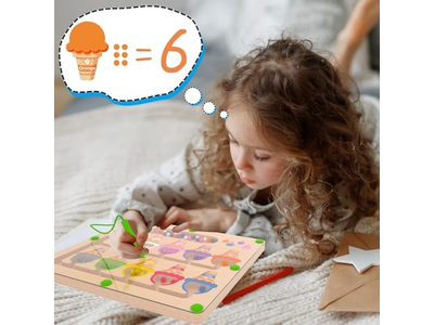 Magnetic Montessori Wooden Color Matching Learning Counting Puzzle Board 